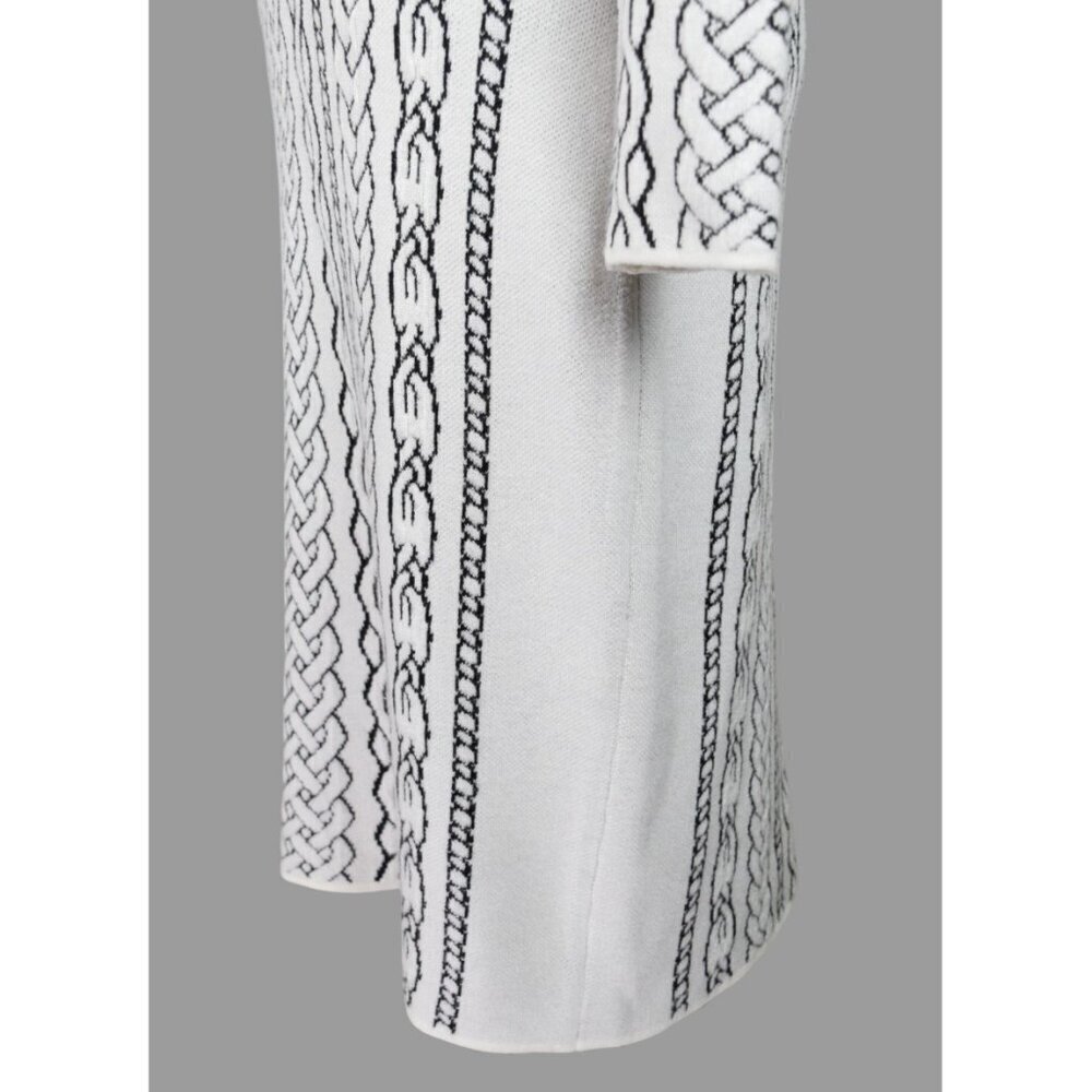 CALVIN KLEIN CABLE PRINT WHITE LONG SLEEVE SWEATER DRESS - Picture 6 of 9